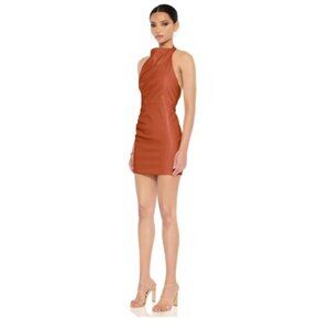NWOT Size Small NOOKIE Rebel Mini Dress Brown Faux Leather